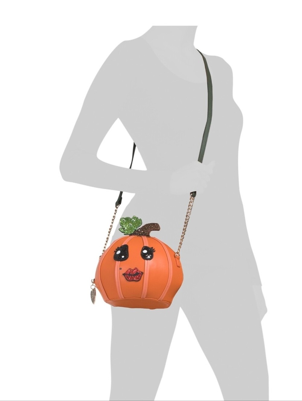🎃▪️Betsey Johnson ▪️Pumpkin Face No guts No gl ory Orange Crossbody Bag - Picture 2 of 4